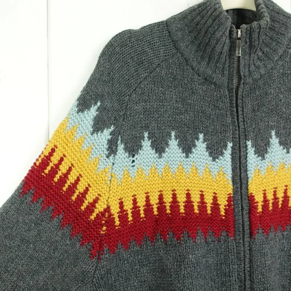 VTG Tommy Hilfiger‎ Cardigan Sweater Mens SZ L Wool Chunky Knit Full Zip Read